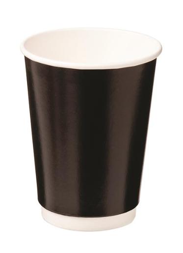 CUPS 355ML DOUBLE WALL PAPER HOT BLACK 25S
